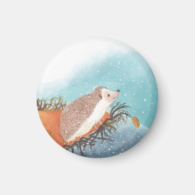 Hedgehog och första snöflingor magnet (Framsidan)