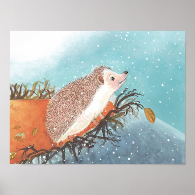 Hedgehog och första snöflingor poster (Framsidan)