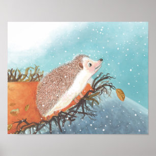 Hedgehog och första snöflingor poster