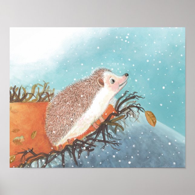 Hedgehog och första snöflingor poster (Framsidan)