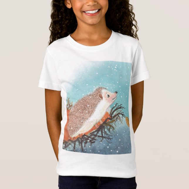 Hedgehog och första snöflingor t shirt (Framsida)