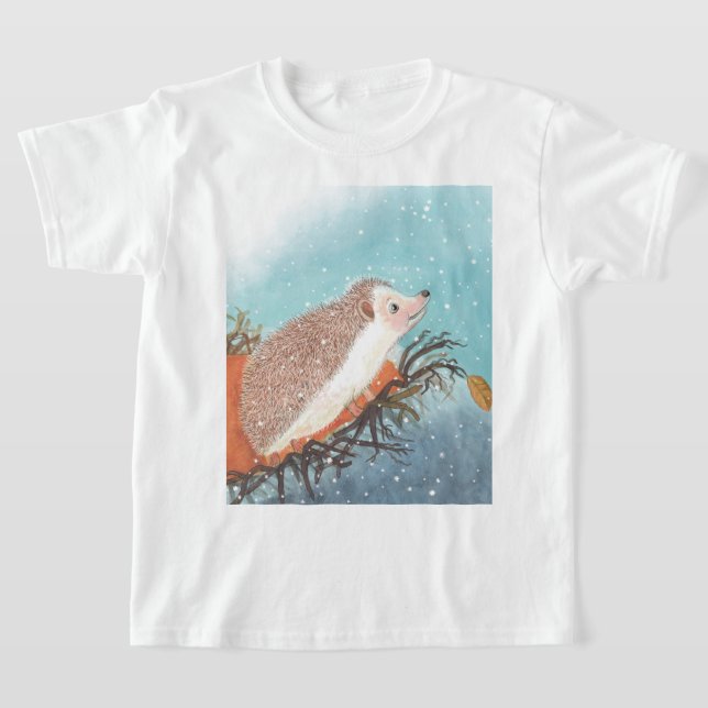 Hedgehog och första snöflingor t shirt (Laydown)
