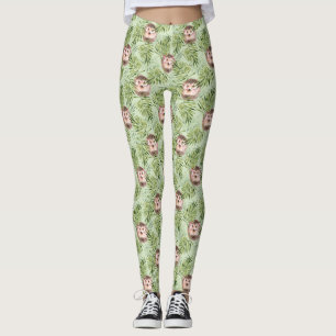 Hedgehog och grönt lövs leggings
