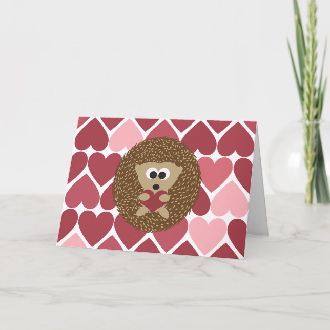 Hedgehog och Valentines day Helgkort (Framsida)