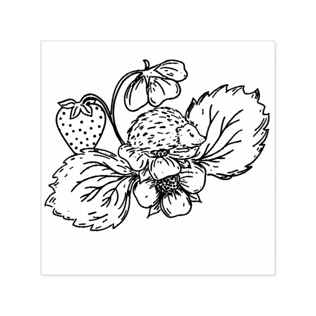 Hedgehog on Strawberry Plant Stamp Självfärgande Stämpel (Design)