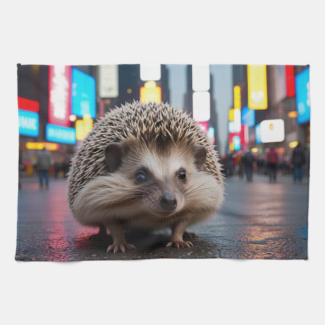 Hedgehog på Times Square Kökshandduk (Horisontell)