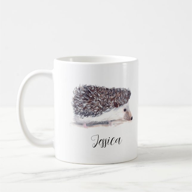 Hedgehog Painting Watercolor Wildlife Animal Kaffemugg (Vänster)