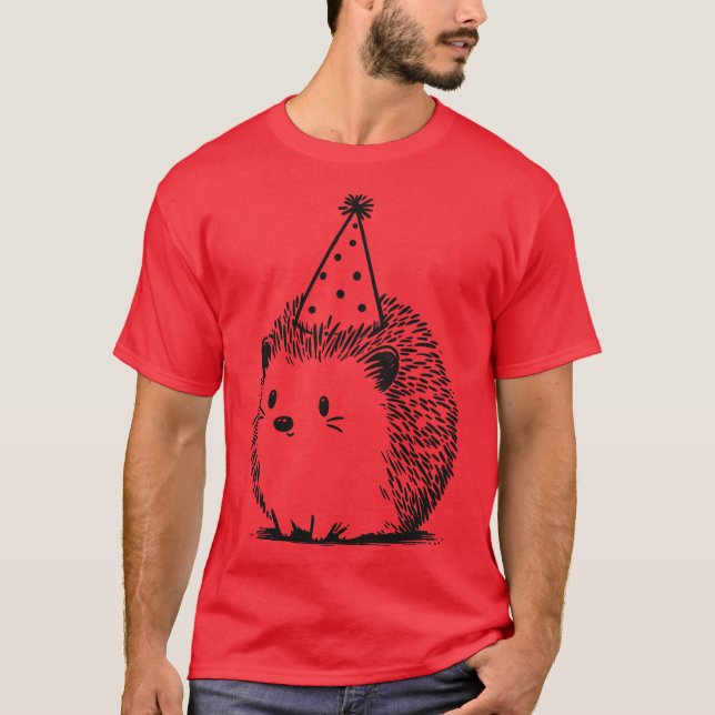 hedgehog Party Time T Shirt (Framsida)
