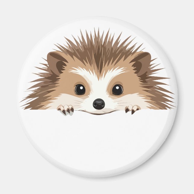Hedgehog Peeking Cute Adsible Funny Animal Glatt Magnet (Framsidan)
