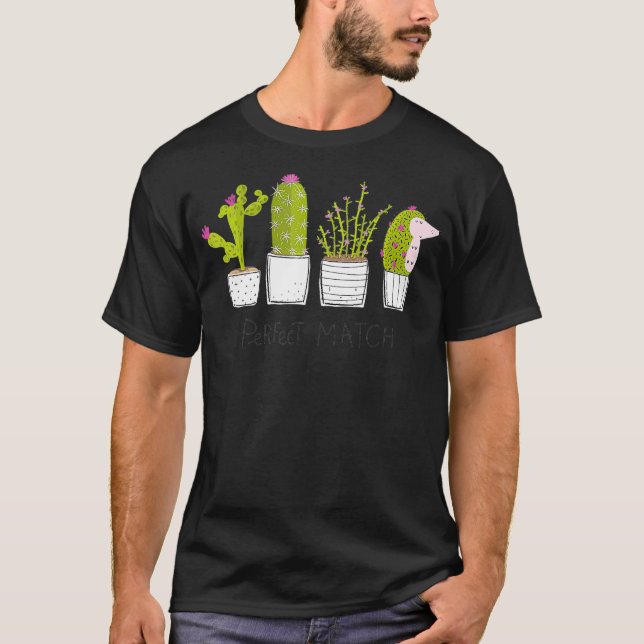 Hedgehog Perfect Match  Cacti  Cactus T Shirt (Framsida)
