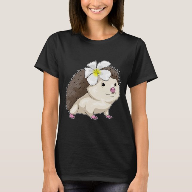 Hedgehog Plumeria Flower T Shirt (Framsida)