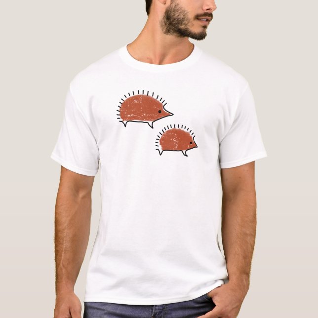 Hedgehog prehistorisk grottmålare av teckning t shirt (Framsida)
