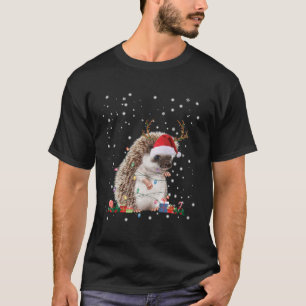 Hedgehog Reindeer Santa Hat Julafton Ljus Gift for T Shirt