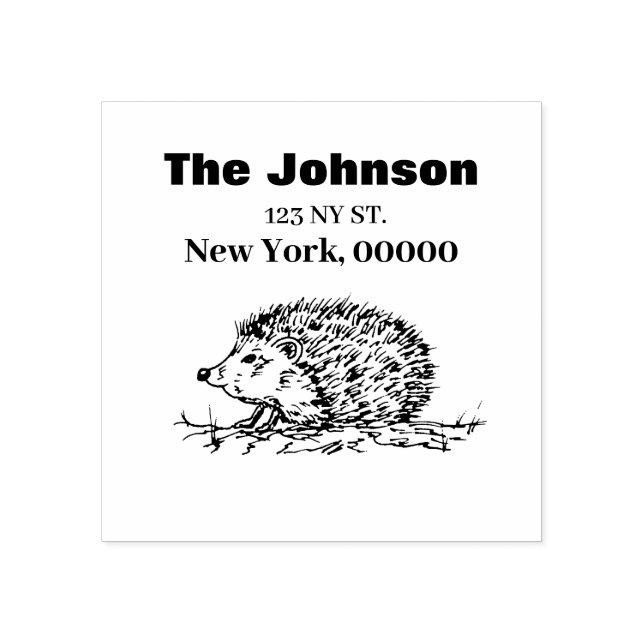 Hedgehog returadress och namn familj stämpel (Tryck)