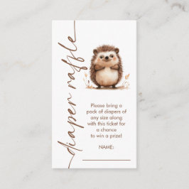 Hedgehog Rotated Script Diaper Raffle Baby Shower Tilläggskort