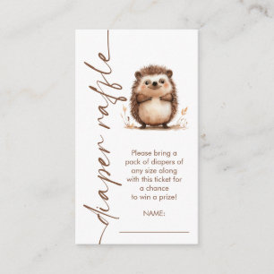 Hedgehog Rotated Script Diaper Raffle Baby Shower Tilläggskort