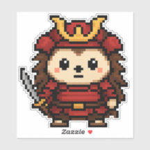 hedgehog samurai-klistermärke 6x6