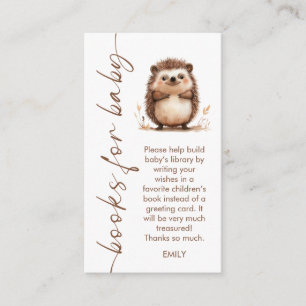 Hedgehog Script Bokar for Baby Shower Tilläggskort