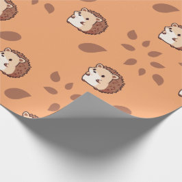 Hedgehog Seamless Fall Wrapping Papper med droppar Presentpapper