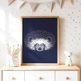 Hedgehog | Skriv ut Forest Animal Hedgehog Wall Poster