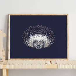 Hedgehog | Skriv ut Forest Animal Hedgehog Wall Poster
