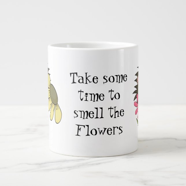Hedgehog Smell Flowers Jumbo mugg (Framsidan)
