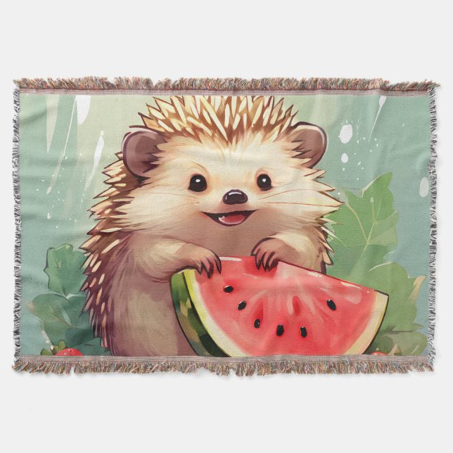 Hedgehog som njuter av biet i vattenmelon filt (Framsidan)