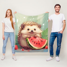 Hedgehog som njuter av biet i vattenmelon fleecefilt