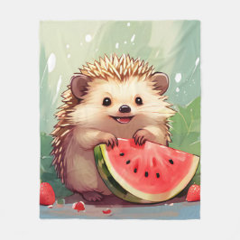 Hedgehog som njuter av biet i vattenmelon fleecefilt