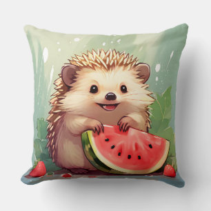 Hedgehog som njuter av biet i vattenmelon kudde
