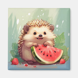 Hedgehog som njuter av biet i vattenmelon magnet