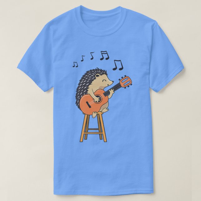 Hedgehog Spela Guitar Guitarist Music Musician T Shirt (Design framsida)