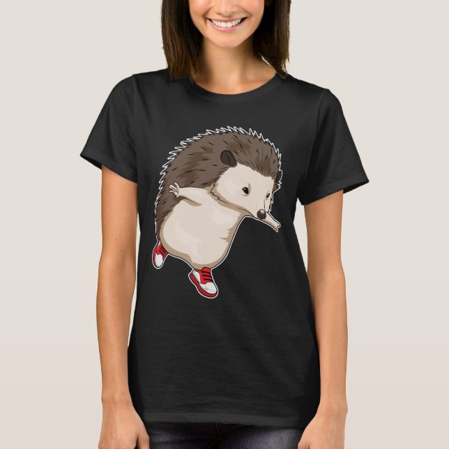 Hedgehog Springer Running Sports T Shirt (Framsida)