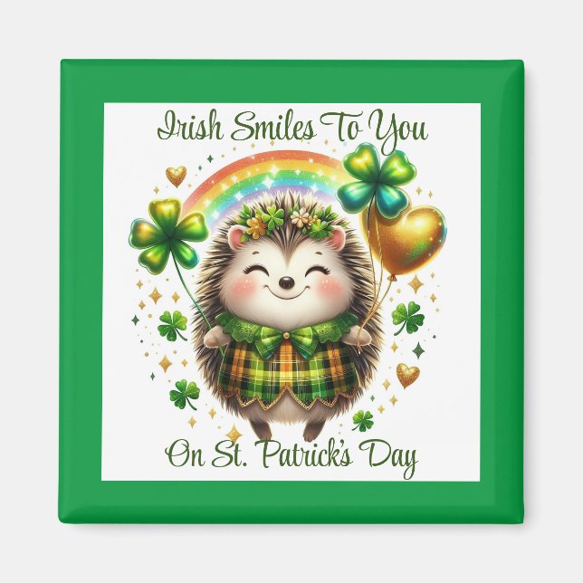 Hedgehog St. Patrick's Day Magnet (Framsidan)