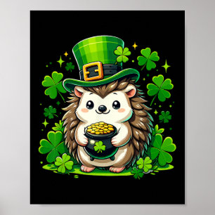 Hedgehog St Patricks Day Söt Igelkott För Barn Poj Poster