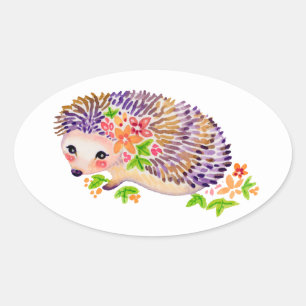 Hedgehog Sticker Ovalt Klistermärke