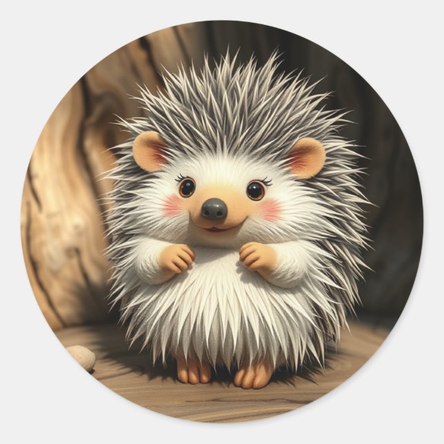 Hedgehog Stickers Runt Klistermärke (Framsida)