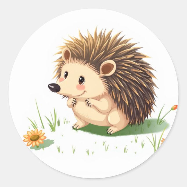 Hedgehog Stickers Runt Klistermärke (Framsida)