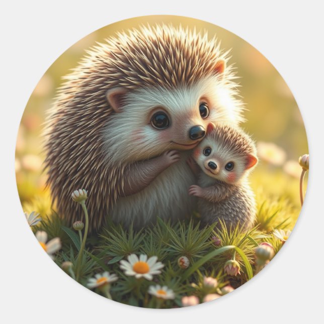Hedgehog Stickers Runt Klistermärke (Framsida)