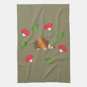 Hedgehog Svampar och Löv Kökshandduk