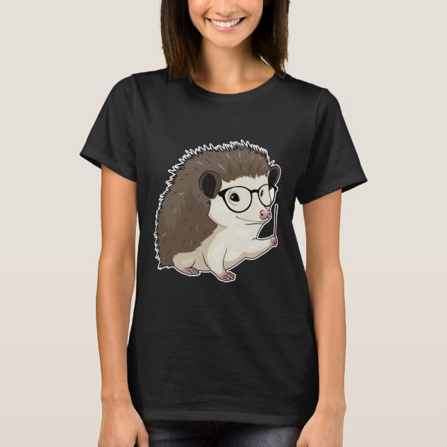 Hedgehog Teacher Pointer T Shirt (Framsida)