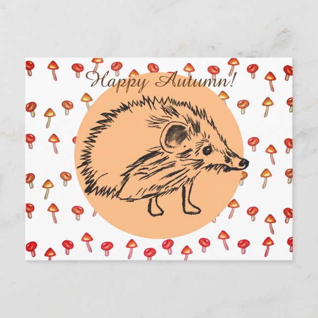 Hedgehog Teckning Anpassningsbar Postcard Vykort (Framsida)