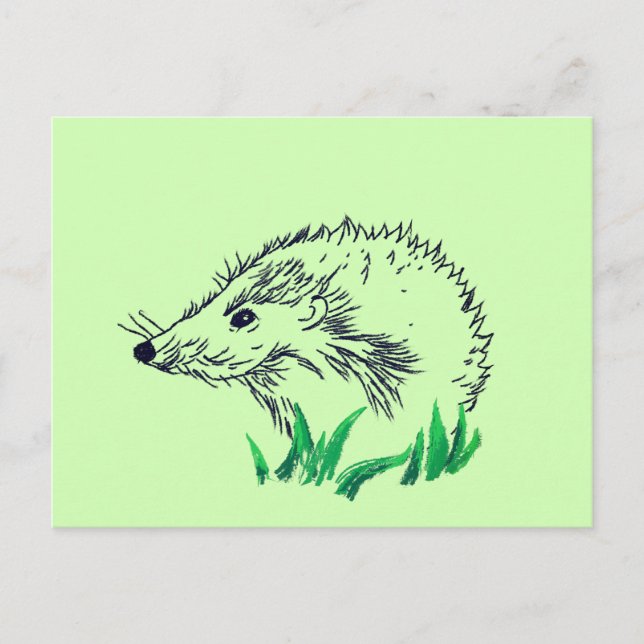 Hedgehog Teckning Anpassningsbar Postcard Vykort (Framsida)