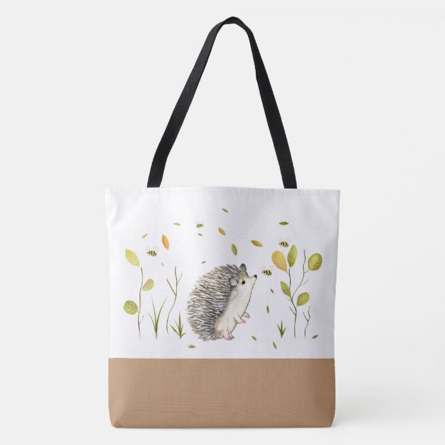 Hedgehog Tote Bag Tygkasse (Framsida)