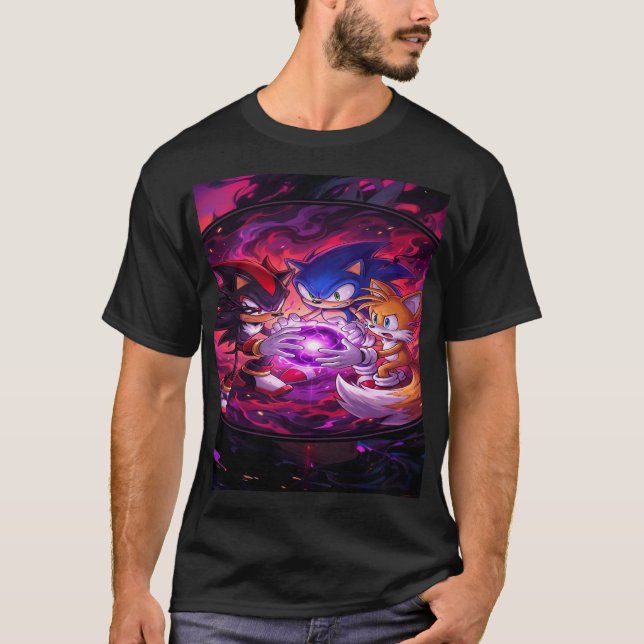 Hedgehog Trio: Chaos Energy Awakening T Shirt (Framsida)