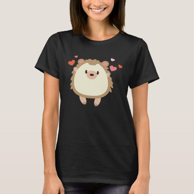 Hedgehog Valentines Day Heart Animals T Shirt (Framsida)
