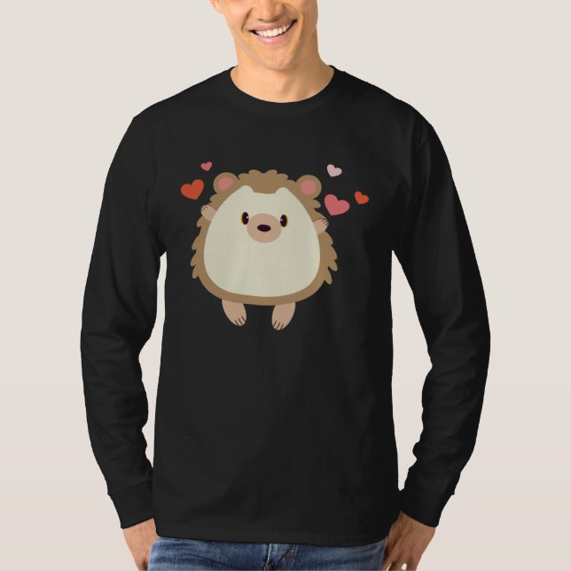 Hedgehog Valentines Day Heart Animals T Shirt (Framsida)