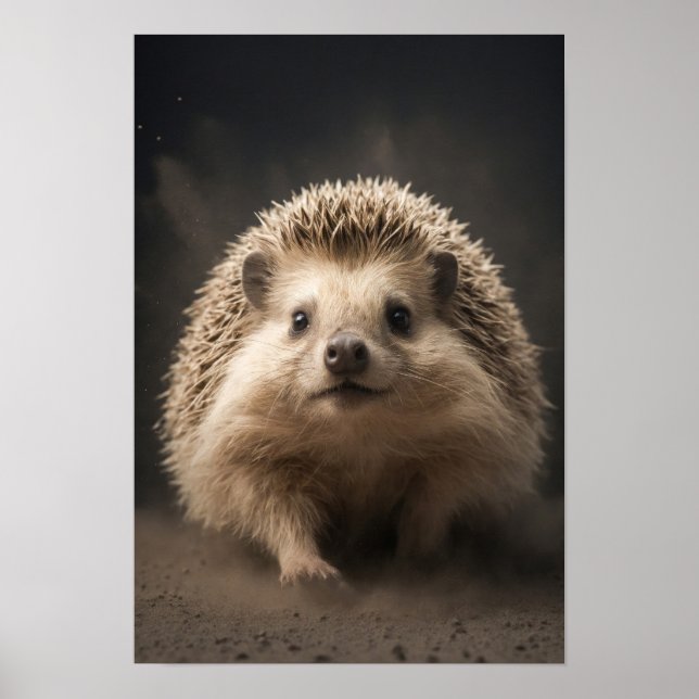 Hedgehog Vild Animal Elegant Dramatic Porträtt Art Poster (Framsidan)