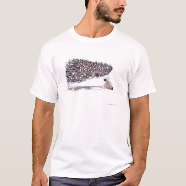 Hedgehog vild animal willife söt vattenfärg tee shirt (Framsida)