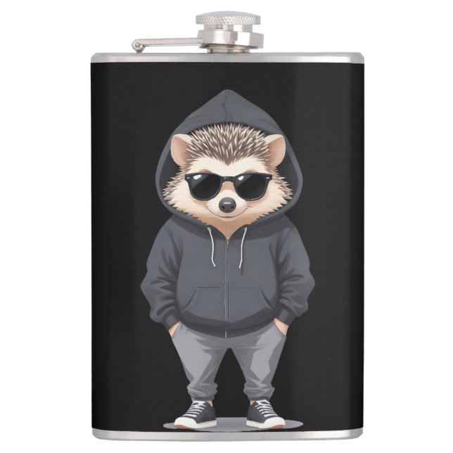 Hedgehog Wearing Hoodie Funny Coola Animal Vector Fickplunta (Framsidan)